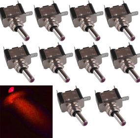 img 4 attached to 🔴 ESUPPORT 12V 20A Red LED Light Rocker Toggle Switch - Pack of 10 for Car Motors, SPST ON/Off