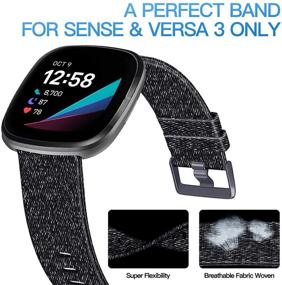 img 3 attached to Мягкий тканевый ремешок KIMILAR для Fitbit Versa 3 / Fitbit Sense, дышащий ремешок для замены аксессуаров на запястье для женщин и мужчин, маленькие и большие размеры, совместим с умными часами Versa 3 / Sense.