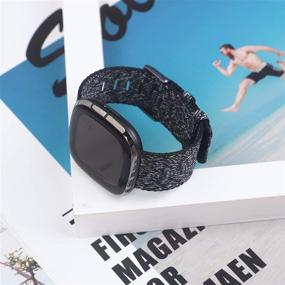 img 1 attached to Мягкий тканевый ремешок KIMILAR для Fitbit Versa 3 / Fitbit Sense, дышащий ремешок для замены аксессуаров на запястье для женщин и мужчин, маленькие и большие размеры, совместим с умными часами Versa 3 / Sense.