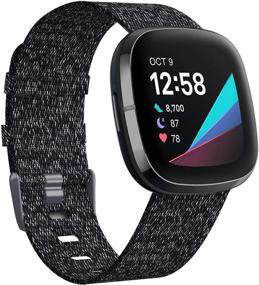 img 4 attached to Мягкий тканевый ремешок KIMILAR для Fitbit Versa 3 / Fitbit Sense, дышащий ремешок для замены аксессуаров на запястье для женщин и мужчин, маленькие и большие размеры, совместим с умными часами Versa 3 / Sense.