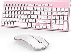 img 4 attached to Rechargeable Keyboard And Mouse Wireless Ergonomic - Full Size Ultra Slim Slient Keyboard And Quite Mouse Cordless Set For Laptop And Desktop(Rosy Gold)