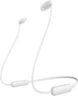 white sony wi-c200 wireless in-ear headset/headphones with microphone for phone calls (wic200/w) - improved seo logo