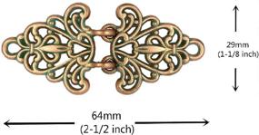 img 3 attached to Bezelry Filigree Trivet Hook and Eye Cloak Clasp Fasteners - Pack of 4 Pairs, 64mm x 29mm, Copper Green