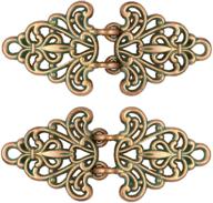 bezelry filigree trivet hook and eye cloak clasp fasteners - pack of 4 pairs, 64mm x 29mm, copper green logo
