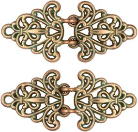 img 4 attached to Bezelry Filigree Trivet Hook and Eye Cloak Clasp Fasteners - Pack of 4 Pairs, 64mm x 29mm, Copper Green