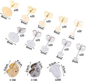 img 2 attached to 💎 LOCOLO 200Pcs Stainless Steel Earrings Posts Flat Pad Kit: Multiple Sizes, Butterfly & Bullet Earring Backs, Tweezers, and Plastic Box