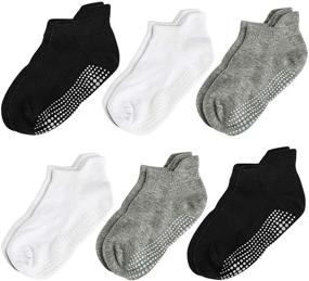 img 4 attached to Aminson Grip Ankle Socks: Non-Skid Slipper Crew Socks for Kids Boys and Girls - 6/12 Pairs