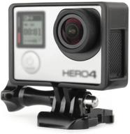 📷 черный каркас для крепления для камеры gopro hero 3 3+ 4 - полностью доступные слоты, в комплекте с основной пряжкой и длинным винтом-болтом. логотип