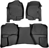 🏔️ maxliner floor mats 2 row liner set black for 2007-2013 silverado/sierra extended cab logo