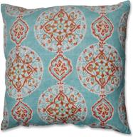 🔵 подушка-пуфик pillow perfect mirage medallion: потрясающий дизайн в голубом и оранжевом цветах, размером 24,5 дюймов. логотип