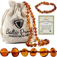 📿 baltic amber necklace and bracelet gift set: certified unisex cognac amber, 12.5 inches/5.5 inches - premium quality raw baltic sea amber logo