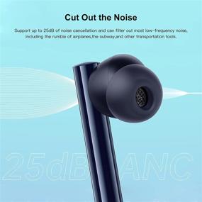 img 3 attached to Realme Buds Air 2 Bluetooth Earbuds with ANC and 88ms Low Latency, IPX5 Waterproof Wireless Headphones for Android & Apple - Black, with 25hrs Playback