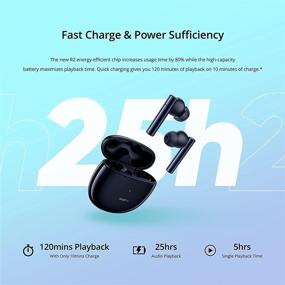 img 1 attached to Realme Buds Air 2 Bluetooth Earbuds with ANC and 88ms Low Latency, IPX5 Waterproof Wireless Headphones for Android & Apple - Black, with 25hrs Playback