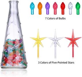 img 2 attached to Honoson 300-Piece Christmas Light Bulbs Set for Ceramic Christmas Tree - Medium Twist 🎄 Plastic Bulbs in Multi-color Flame Shape - Including 3 Tree Topper Stars for Festive Decorations