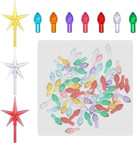 img 1 attached to Honoson 300-Piece Christmas Light Bulbs Set for Ceramic Christmas Tree - Medium Twist 🎄 Plastic Bulbs in Multi-color Flame Shape - Including 3 Tree Topper Stars for Festive Decorations