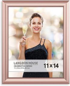 img 4 attached to 🌹 Langdon House 11x14 Rose Gold Picture Frame: Contemporary Glam Photo Frame for Wall Mount and Table Top Décor from Celebration Collection