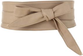 img 3 attached to Aecibzo Women's Faux Leather Self-Tie Wrap Around Obi Waist Belt, Cinch Boho Style