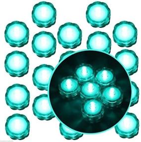 img 1 attached to 🕯️ Pack of 20 Turquoise Submersible Waterproof Underwater Battery LED Tea Light Candles for Weddings by Moondon