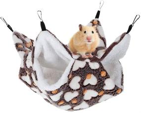 img 4 attached to 🐾 Cozy Double-Layer Small Pet Hammock: Warm Fleece Hanging Bed for Sugar Glider, Chinchilla, and More!