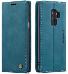 img 4 attached to 💼 Stylish Samsung Galaxy S9+ Plus Wallet Case Cover with Magnetic Stand and Card Slots - Blue