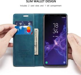 img 3 attached to Стильный чехол-кошелек для Samsung Galaxy S9+ Plus с магнитной подставкой и слотами для карт - синий