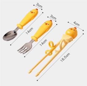 img 2 attached to 🍽️ Goryeo Baby Toddler Utensils Stainless Steel Kids Silverware Set with Training Chopsticks, Self Feeding Spoon and Fork for Learning (3PCS)(Yellow) - with Case