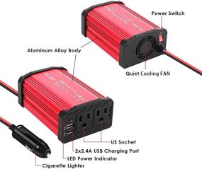 img 2 attached to 300W Автомобильный инвертор напряжения DC 12V на 110V AC: Двойные порты USB, красный