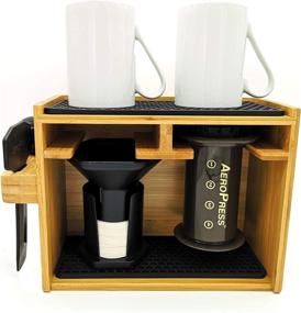 img 4 attached to ☕ HEXNUB – AeroPress Organizer: Compact Caddy Station for Coffee Maker, Filters, Cups & Accessories - Keeps Area Clean & Tidy (Black)