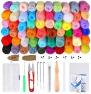🧶 wool roving needle felting starter kit with tools and mat - pp opount 60 colors diy needle felting set logo