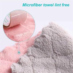 img 2 attached to 🧽 URSMART Microfiber Cleaning Kitchen Towel - Super Absorbent Coral Velvet Dishtowels, Nonstick Oil Washable & Fast Drying (Random Color)