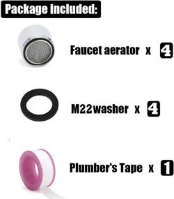 img 2 attached to 🚰 Polished Chrome 4-Pack Kitchen Faucet Aerator with Brass Housing (22mm/0.87 Inch Female Threaded) and Bonus Plumber's Tape