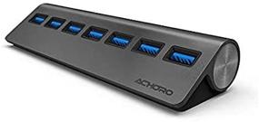 img 1 attached to Achoro 7-Port USB 3.0 Hub - Triangle Aluminum Alloy - High-Speed USB Port Expander - Compatible with PC, iMac, MacBook, Windows, Desktop, and More – Computer Multi-USB Hub (Space Grey)