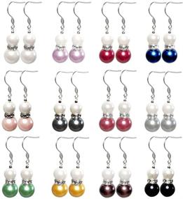 img 1 attached to Jiyui 12-Pair Set of Simulated Pearl Drop Earrings - Hypoallergenic Surgical Stainless Steel Dangle Studs Jewelry, Handmade Gifts for Bridal Wedding, Women, Girls, and Kids