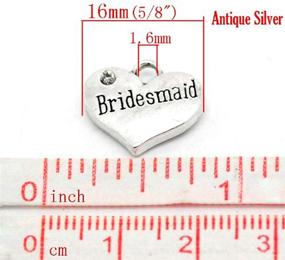 img 2 attached to 💎 PEPPERLONELY 20PC Antiqued Silver Rhinestone Bridesmaid Heart Charm Pendant: 16x14mm (5/8 Inchx1/2 Inch)