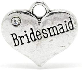 img 1 attached to 💎 PEPPERLONELY 20PC Antiqued Silver Rhinestone Bridesmaid Heart Charm Pendant: 16x14mm (5/8 Inchx1/2 Inch)