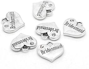 img 3 attached to 💎 PEPPERLONELY 20PC Antiqued Silver Rhinestone Bridesmaid Heart Charm Pendant: 16x14mm (5/8 Inchx1/2 Inch)