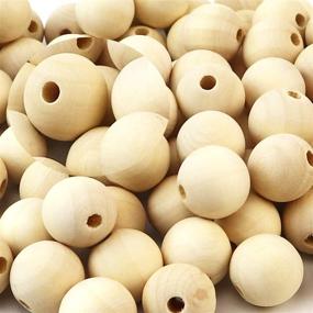 img 1 attached to 🔘 Aqueens 100pcs 18mm Natural Round Wooden Loose Beads - DIY Unfinished Wood Beads for Bulk Craft Making and Spacer Beads