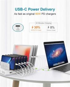 img 1 attached to 🔌 Unitek USB C PD Charging Station: 60W 10-Port Quick Charger Dock for MacBook, Pixel, and More with QC 3.0 and Power Delivery Compatibility