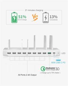 img 3 attached to 🔌 Unitek USB C PD Charging Station: 60W 10-Port Quick Charger Dock for MacBook, Pixel, and More with QC 3.0 and Power Delivery Compatibility