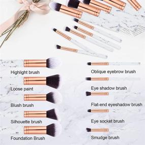 img 3 attached to 💄 Blahhey Marble Makeup Brush Set with Holder, 10 PCS Premium Synthetic Brushes + 4 PCS Makeup Sponges for Foundation Powder Concealers Eyeshadows - Professional Makeup Tools