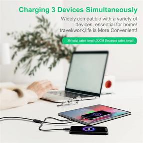 img 3 attached to 🔌 Черный 3M/10FT нейлоновый оплетенный USB-кабель с множественными портами для зарядки с разъемами Lightning, Type-C и Micro USB подходит для Android, iPhone, Apple, iOS, Samsung, Pad Pro, XiaoMi, Huawei.