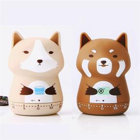 img 4 attached to 🐻 2 Pack Cute Kitchen Timer for Kids - 100% Mechanical Timer for Cooking/Reading/Do Sports - 60 Minute Animal Timer (Brown Bear and Wolf)