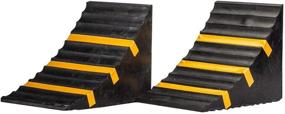 img 4 attached to 🚗 SLT Gdpodts Heavy Duty Wheel Chocks - 2 Pack of Black and Yellow Solid Rubber Wheel Blocks for Cars and Vehicles