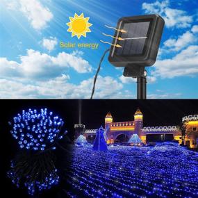 img 1 attached to Blue Solar Christmas Lights - 2 Pack 200 LED 72ft Long String Lights, 🔵 Waterproof IP65 Outdoor Solar Lights for Trees, Parties, and Festive Decorations (Solar Christmas Light Blue)