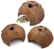 🐢 optimized 3-pack coconut shell hideouts for reptiles, amphibians, fishes, bearded dragons, hamsters, tortoises, and hermit crabs логотип