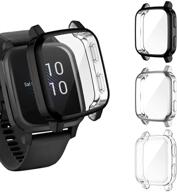 📱 improved ezco 3-pack venu sq/venu sq music screen protector case – complete coverage soft tpu protective cover bumper frame for garmin venu sq gps smartwatch logo