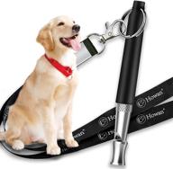 🐶 black ultrasonic dog whistle with free lanyard - adjustable frequencies, stainless steel training tool to stop barking logo