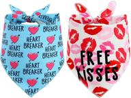 ❤️ valentine's day dog bandana 2-pack, pet triangle bib scarf for dogs логотип