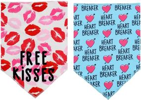 img 1 attached to ❤️ Valentine's Day Dog Bandana 2-Pack, Pet Triangle Bib Scarf for Dogs