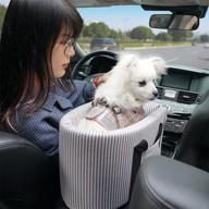 dog console car seat with falalahi: booster seat for dogs and cats on car armrest, compact travel carrier bed for small pets under 8 lbs - suitable for flip-top armrest box logo